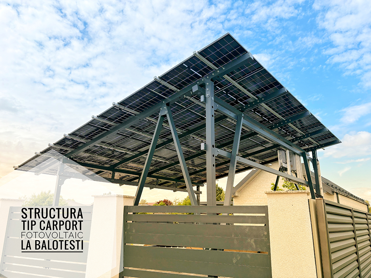 carport fotovoltaic Aditio – structură metalică modulară