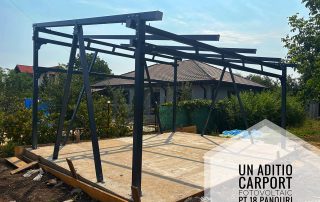 Structura metalica pentru carport acoperire cu panouri fotovoltaice