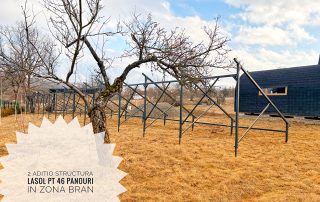 Structură metalică la sol pentru panouri fotovoltaice, montaj 100% la șurub